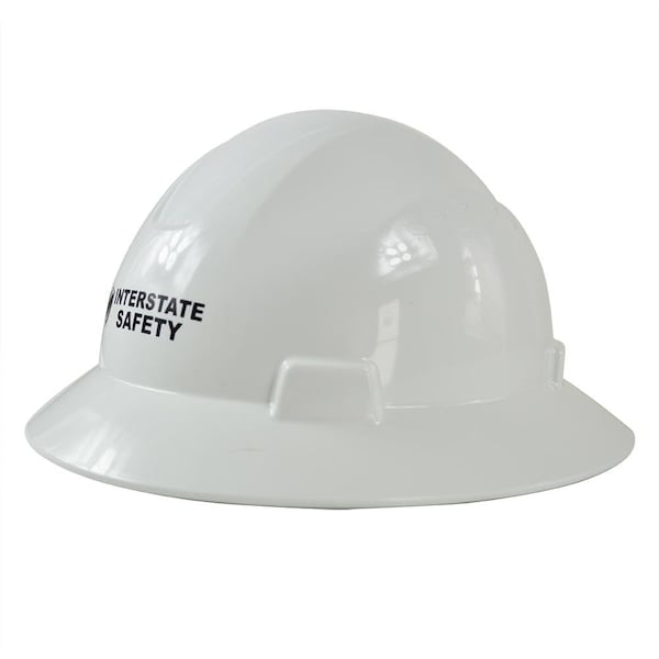 Interstate Safety Snap Lock 4 Point Ratchet Suspension Full Brim Hard Hat / Safety Helmet - 6-1/2" to 8" Heads - White 40402 - main